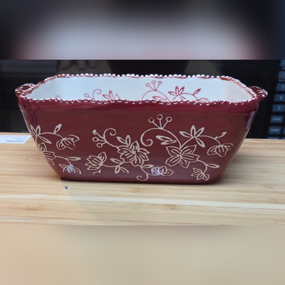 Temp-tations By Tara Red Floral Lace .5Qt Baking Dish